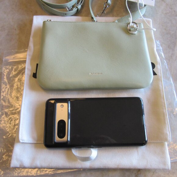 Jil Sander Medium "Link" Crossbody Bag in Aquamarine & Silver Hardware NWT - Picture 13 of 16
